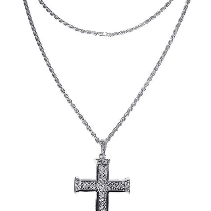 Halsketting met kruis in nep zilver