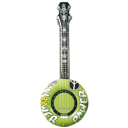 Opblaasbare banjo Hippie Flower power groen