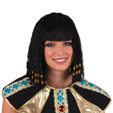 Pruik Cleopatra met vlechten zwart
