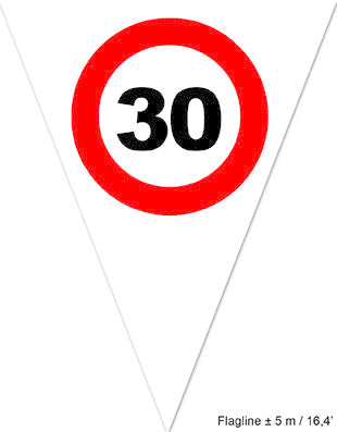 Vlaggenlijn 30e verjaardag met verkeersborden