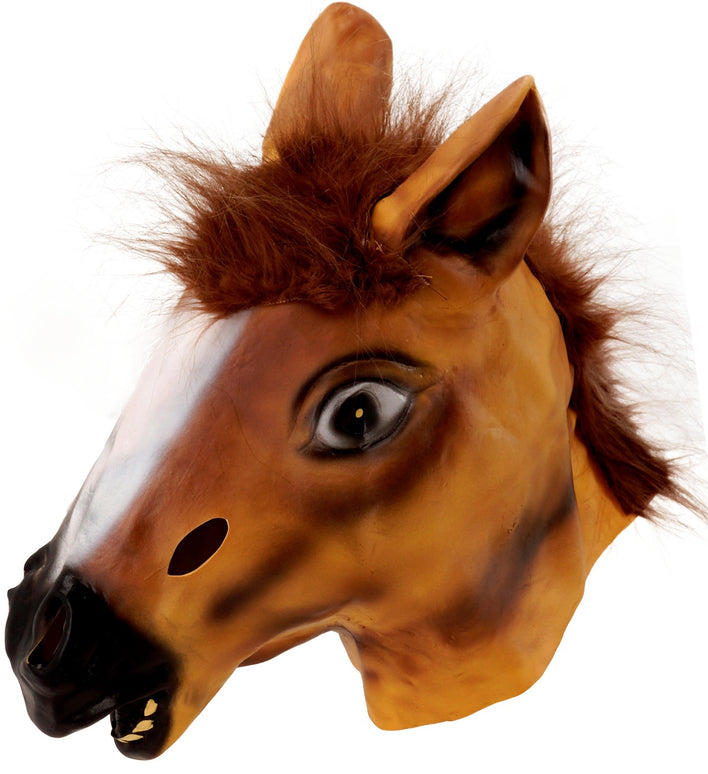 Paarden masker bruin latex