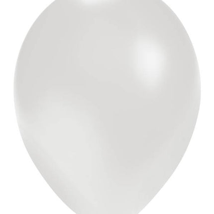 Ballonnen metallic wit 5 inch  100 stuks