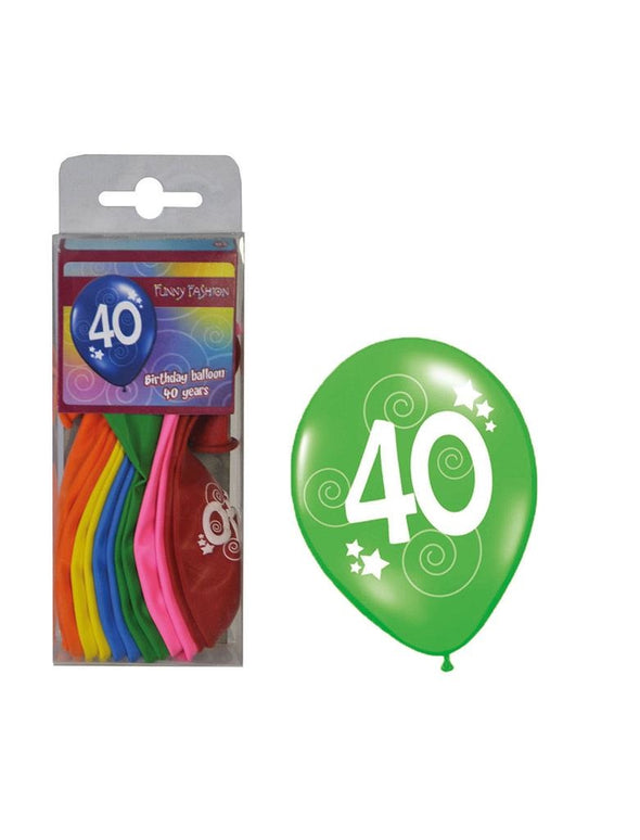 Cijfer 40 ballonnen in gemixte kleuren