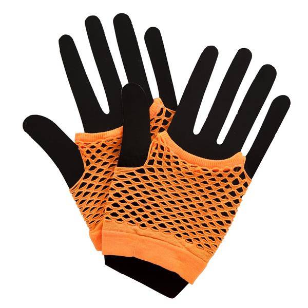 Visnet handschoenen in neon oranje