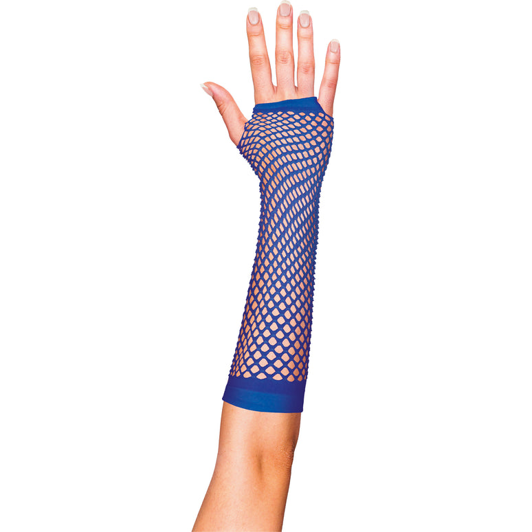 Donkerblauwe visnet handschoenen lang model