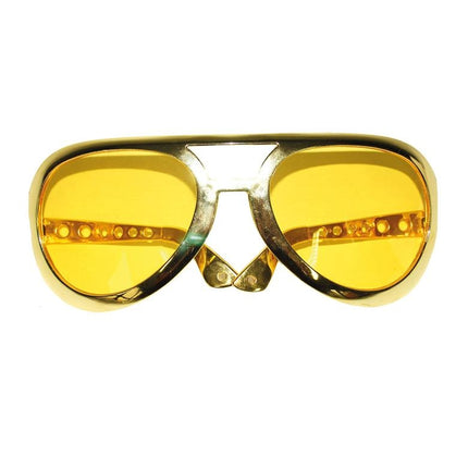 Jumbo Elvis bril met gele glazen 23cm
