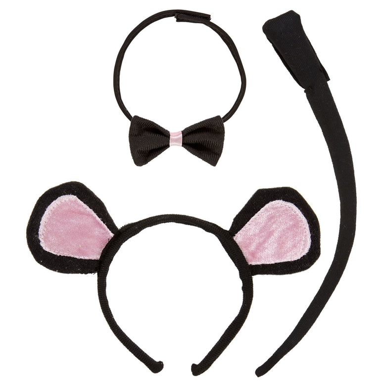 Verkleedset muis met oren staart en strik