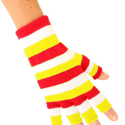 Vingerloze handschoen rood/wit/geel