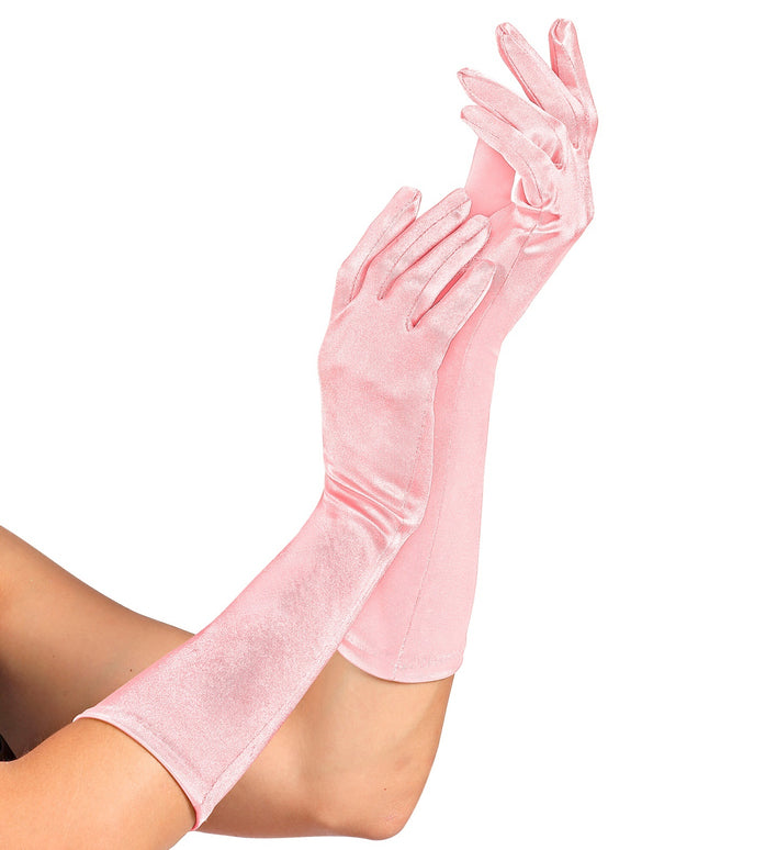 Handschoenen satijn elastisch licht roze