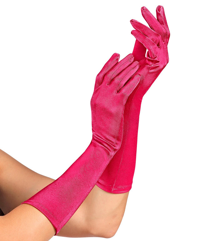 Handschoenen satijn elastisch roze