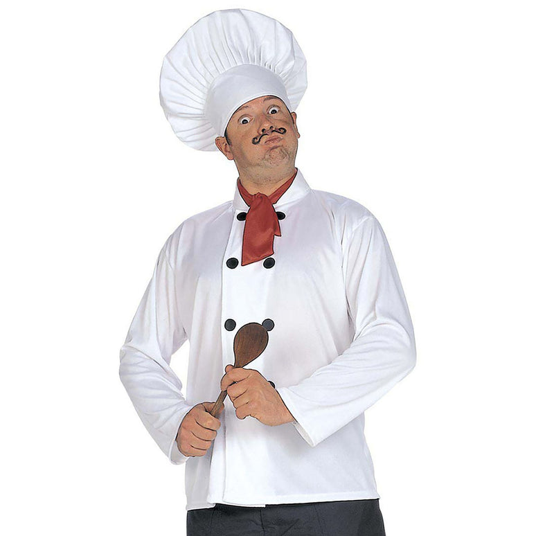 Verkleedset chef Kok met koksbuis, muts en sjaal