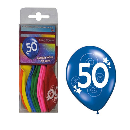 Cijfer 50 ballonnen in assortie kleuren