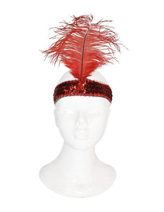 Funny Fashion Charleston hoofdband met veer rood