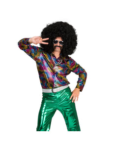 Funny Fashion Disco Shirt Johny regenboog glitter kleuren