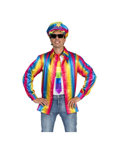 Funny Fashion Disco Shirt Rainbow heren