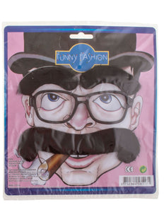 Funny Fashion Gangster bril met zwarte snor en wenkbrauwen