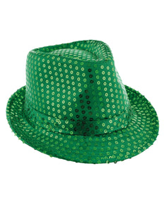Funny Fashion Groene glitterhoed met pailletten