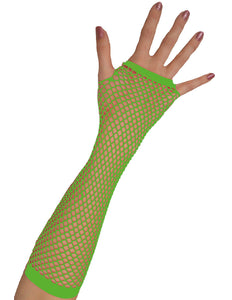 Funny Fashion Lange vingerloze nethandschoenen neon groen