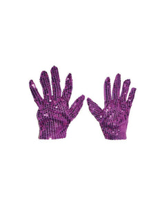 Funny Fashion Paarse glitter handschoenen met pailletten