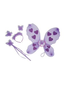 Funny Fashion Paarse vlinder verkleed set Minnie 3-delig