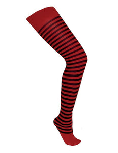 Funny Fashion Rood zwart gestreepte panty