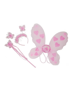 Funny Fashion Roze vlinder verkleed set Minnie 3-delig