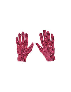 Funny Fashion Roze/Fuchsia glitter handschoenen met pailletten