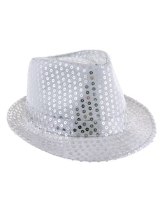 Funny Fashion Zilveren glitterhoed met pailletten