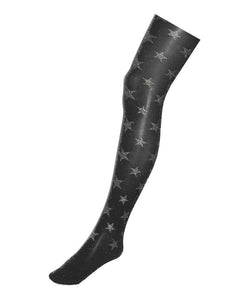 Funny Fashion Zwarte panty met zilveren glitter sterren