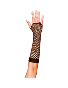 Funny Fashion Zwarte visnet handschoenen lang model