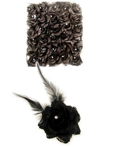 PartyXplosion Bloem op speld/clip zwart