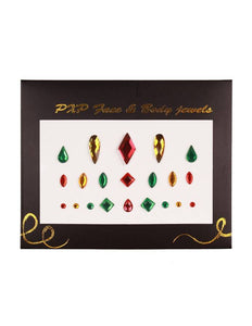 PartyXplosion Plakjuwelen rood-goud en groen