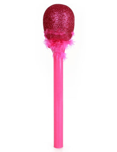 PartyXplosion Roze microfoon glitter met bont
