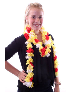 PartyXplosion Schelpjes sjaal rood/wit/geel 150 cm