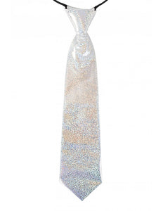 PartyXplosion Stropdas glitter zilver hologram