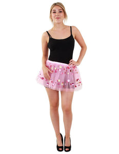 PartyXplosion Tule rokje roze met dots volwassenen