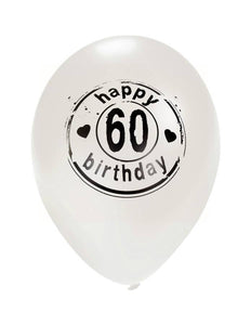 PartyXplosion Witte ballon HAPPY 60 BIRTHDAY Ø50 cm