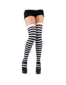 Wicked Costumes Hoge kousen zwart wit gestreept