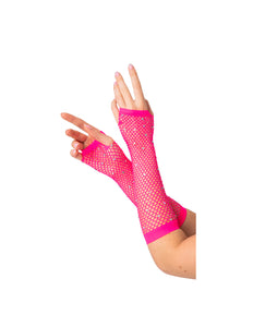 Wicked Costumes Lange net handschoenen met diamanten Mirte roze
