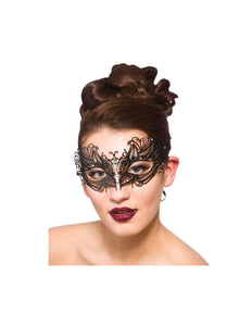 Wicked Costumes Zwart metalen oogmasker Selina met nep diamanten