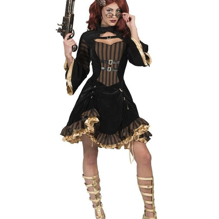 Steampunk jurk Victoriaans voor dames in bruin en zwart