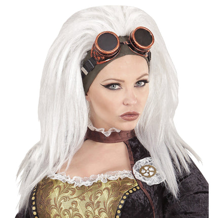 Steampunk pruik Victoriaans voor dames en heren in bruin en grijs