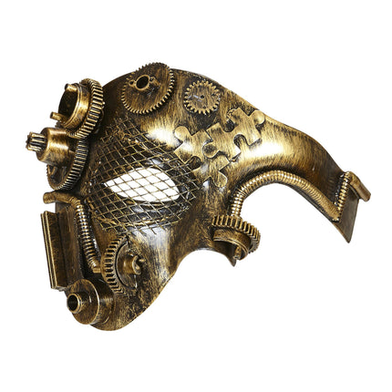 Steampunk masker half-masker en gasmasker in brons en koper