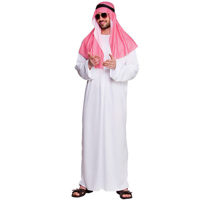XILEPINGAN Sjeikkostuum voor heren, Arabisch kostuum, Arabisch wit gewaad met hoofddoek, vingerring, halskettingen, armband, zonnebril voor feest, cosplay (XXL XILEPINGAN Sjeikkostuum voor heren, Arabisch kostuum, Arabisch wit gewaad met hoofddoek, vingerring, halskettingen, armband, zonnebril voor feest, cosplay (XXL