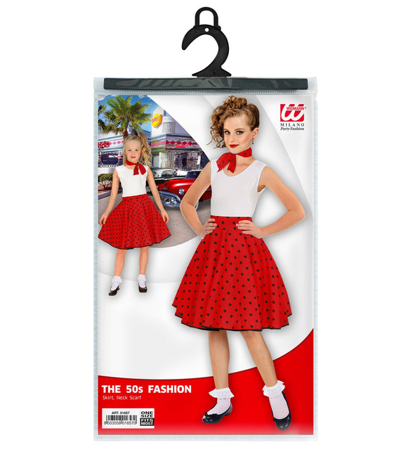 Jaren 50 rok rood Holly achterkant - rode polka dot rockabilly rok meisjes