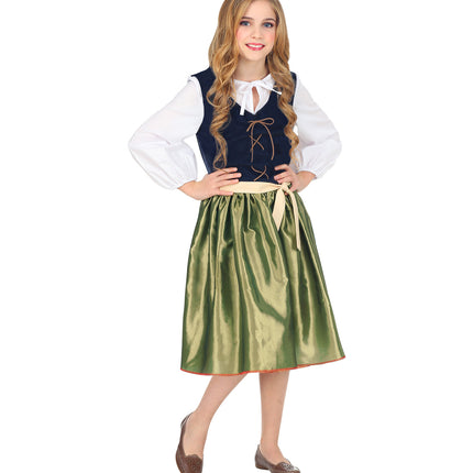 Middeleeuwse renaissance jurk meisje met riem, jonkvrouw verkleedkleding detail