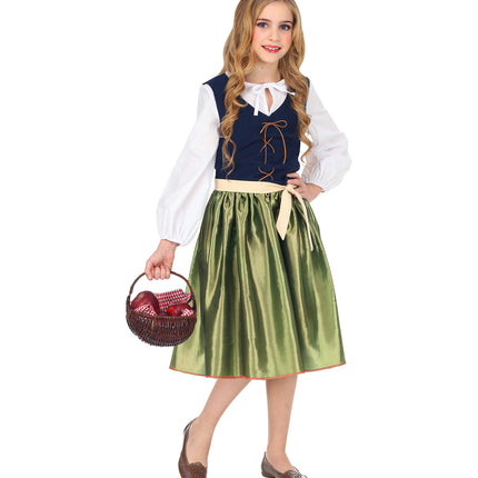 Renaissance kinderjurk close-up met gordel, middeleeuwse jonkvrouw outfit