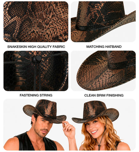 Cowboy hoed dierenprint Python totaalbeeld – verkleedkleding