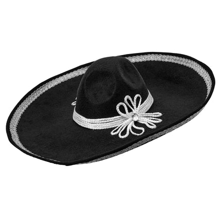 Sombrero El Charro zilver zijaanzicht – verkleedkleding