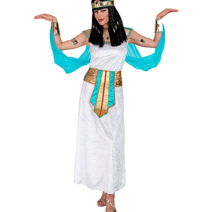 Nefertiti Egyptisch kostuum detail - Cleopatra jurk met kraag riem hoofdband